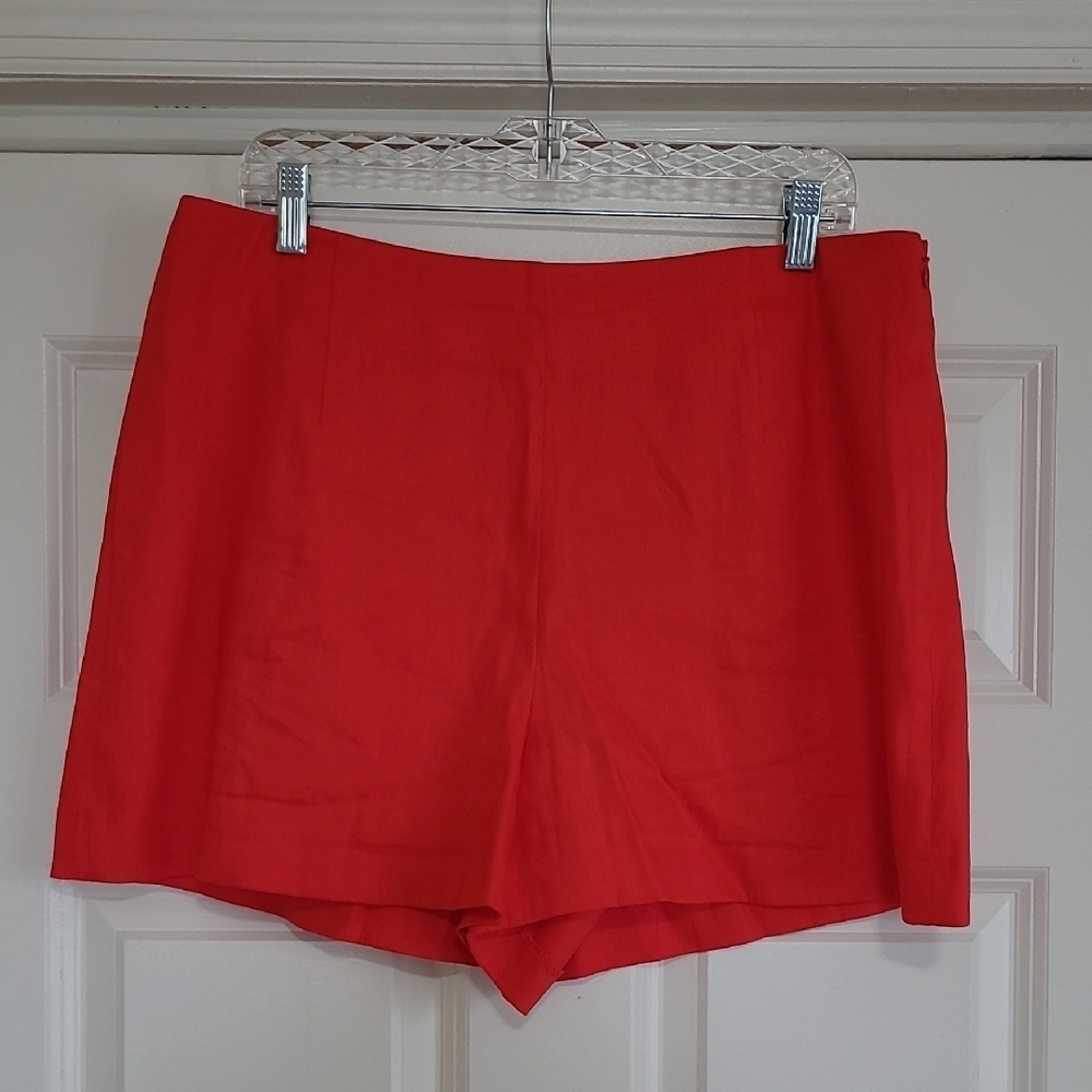 Antonio Melani Red Linen-Blend Shorts - Size 14